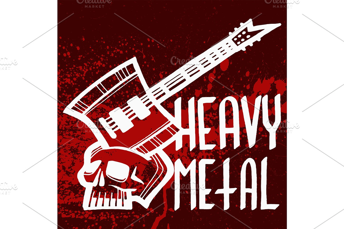 Heavy rock music badge vector vintage label with punk red symbol hard sound sticker print emblem illustration in Illustrations - product preview 8