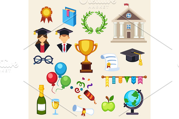 Graduation education univercity or school vector icons