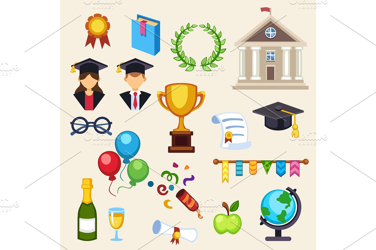 Graduation education univercity or school vector icons in Illustrations - product preview 8