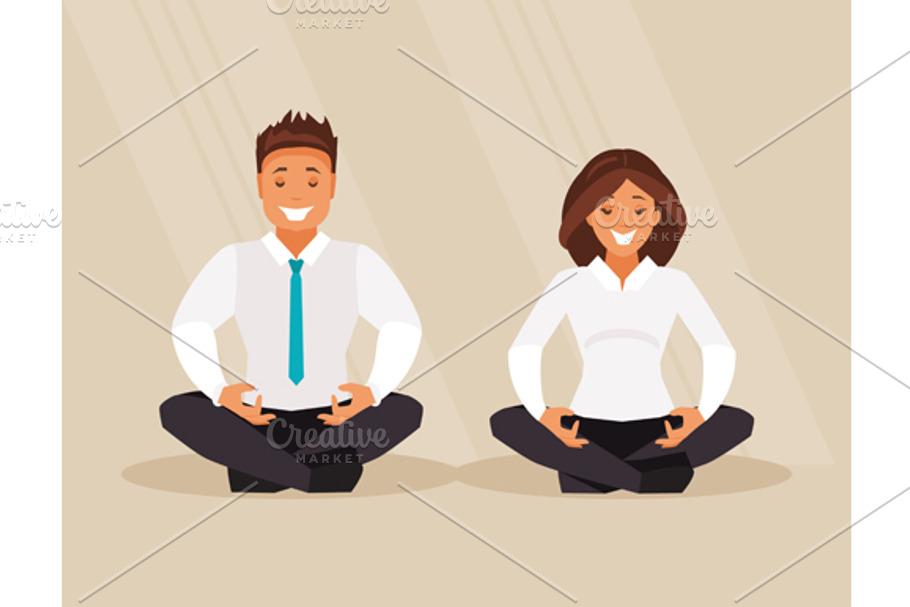 Business people meditation in Illustrations - product preview 8