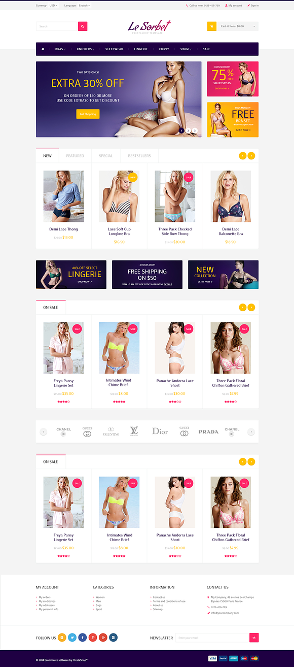 LeSorbet - Lingerie Prestashop Theme in Bootstrap Themes - product preview 1