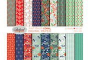 Fresh Florals Digital Paper - Coral