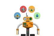 Orange Mechanic Robot with Indicators and Antennae