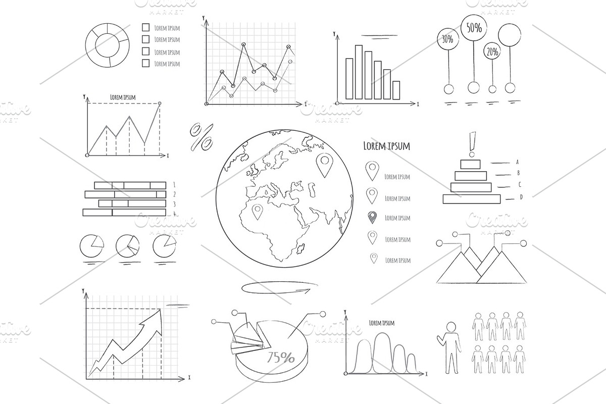 Graphics and Charts Black and White Templates in Illustrations - product preview 8