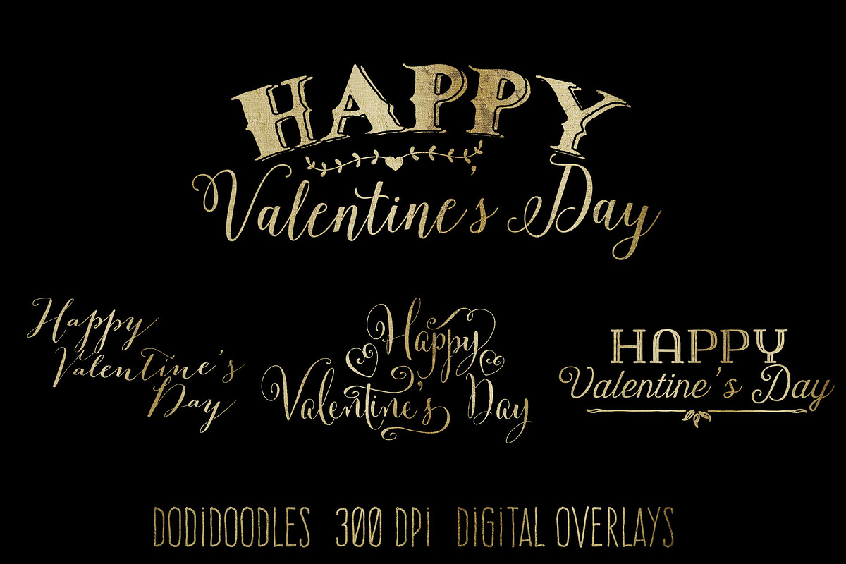 Gold Foil Valentine Typography in Graphics - product preview 8
