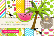 Tropical Summer digital papers 