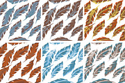 Feathers Bird seamless pattern set. Retro, doodle style. Feather endless background, texture, backdrop. Vector illustration.