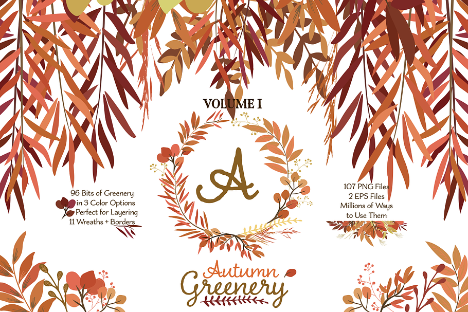 Fall Leaves - Autumn Greenery Vol 1 in Illustrations - product preview 8
