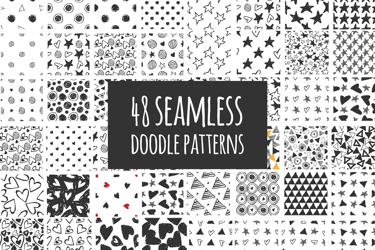 48 doodle seamless patterns in Patterns - product preview 8