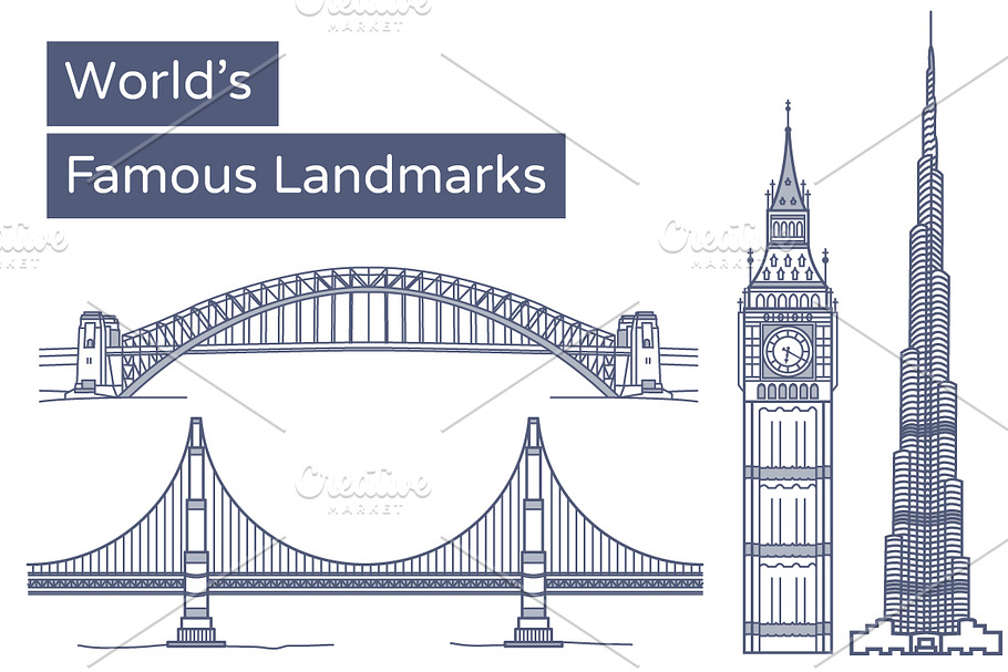 World's Famous Landmarks / Monuments in Illustrations - product preview 8