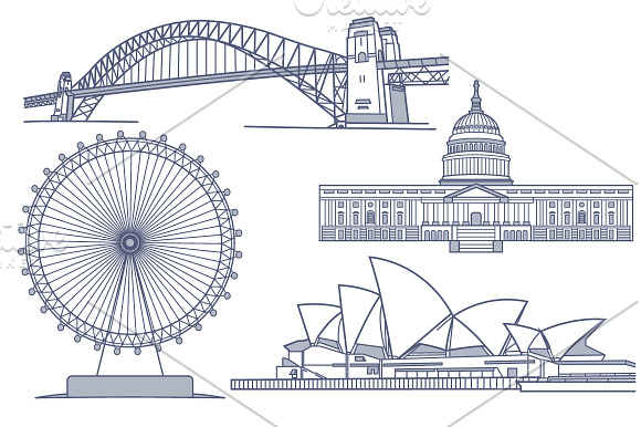 World's Famous Landmarks / Monuments in Illustrations - product preview 1