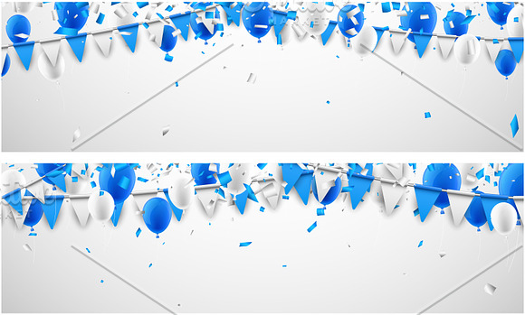 Blue festive set with balloons in Illustrations - product preview 1