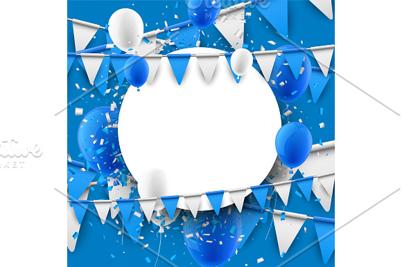 Blue festive set with balloons in Illustrations - product preview 2