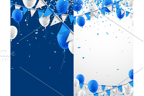 Blue festive set with balloons in Illustrations - product preview 3