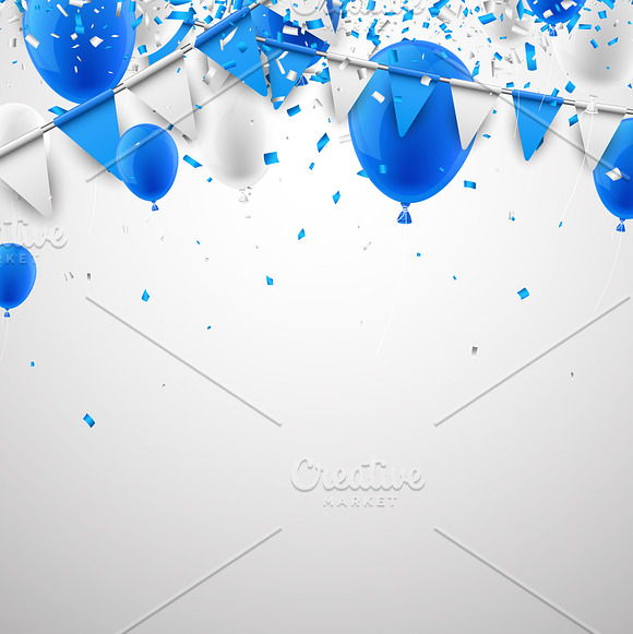 Blue festive set with balloons in Illustrations - product preview 4