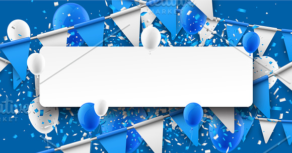 Blue festive set with balloons in Illustrations - product preview 7