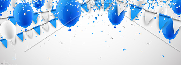 Blue festive set with balloons in Illustrations - product preview 8