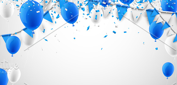 Blue festive set with balloons in Illustrations - product preview 9