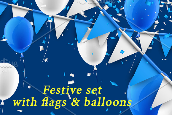 Blue festive set with balloons in Illustrations - product preview 10