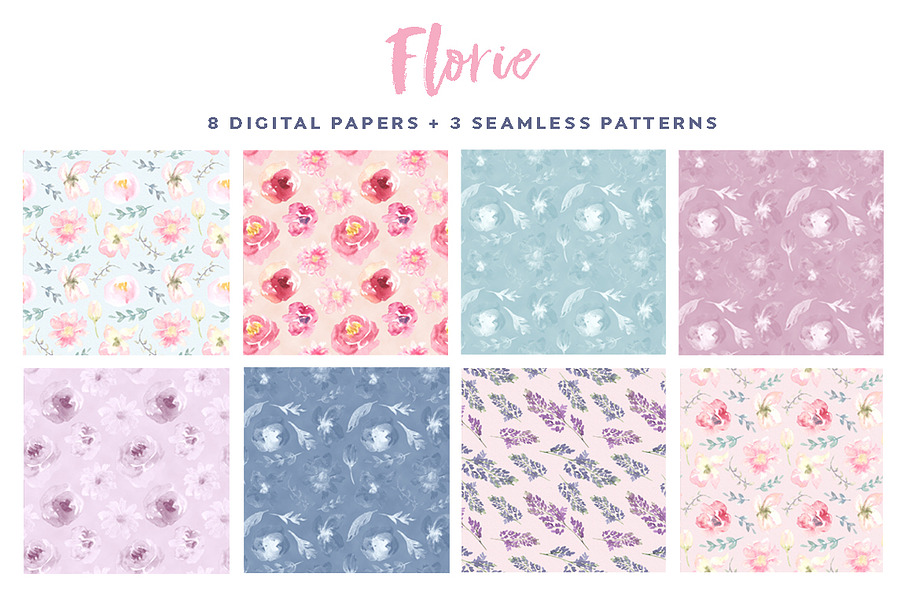 Florie Watercolor papers, patterns in Patterns - product preview 8