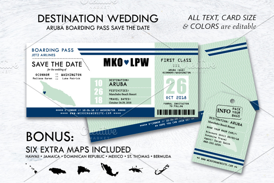 Boarding Pass Wedding Save the Date in Wedding Templates - product preview 8