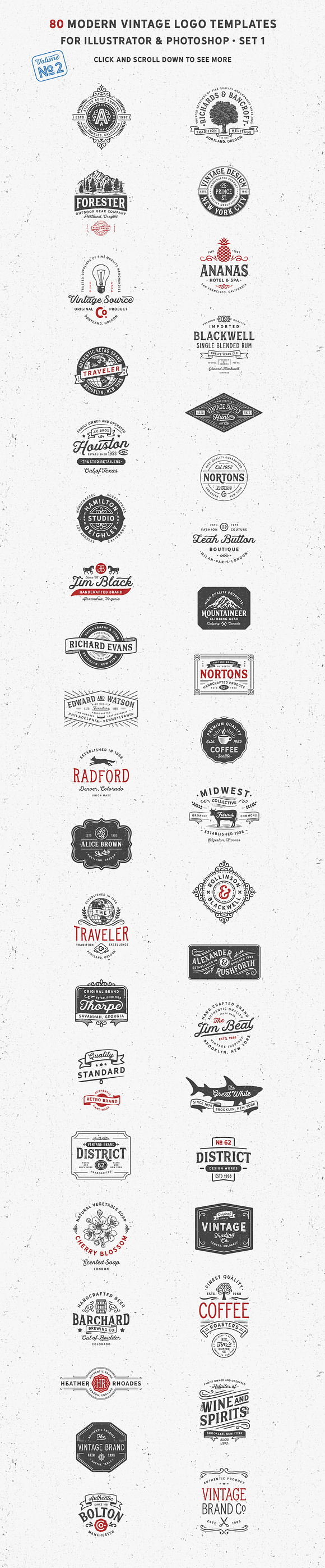 80 Modern Vintage Logos vol 2 in Logo Templates - product preview 1