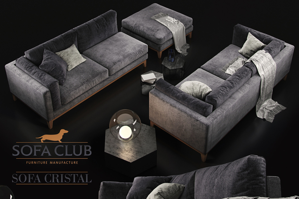 Sofa Cristal Sofa Club violet dark in 3D - product preview 8