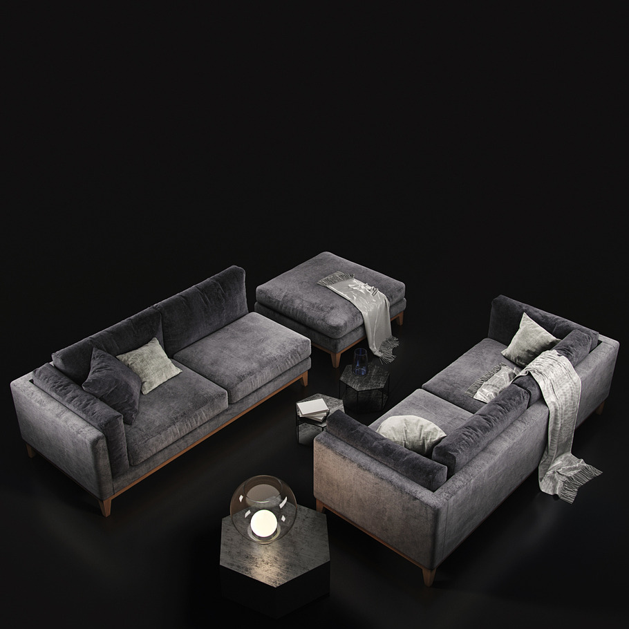 Sofa Cristal Sofa Club violet dark in 3D - product preview 2