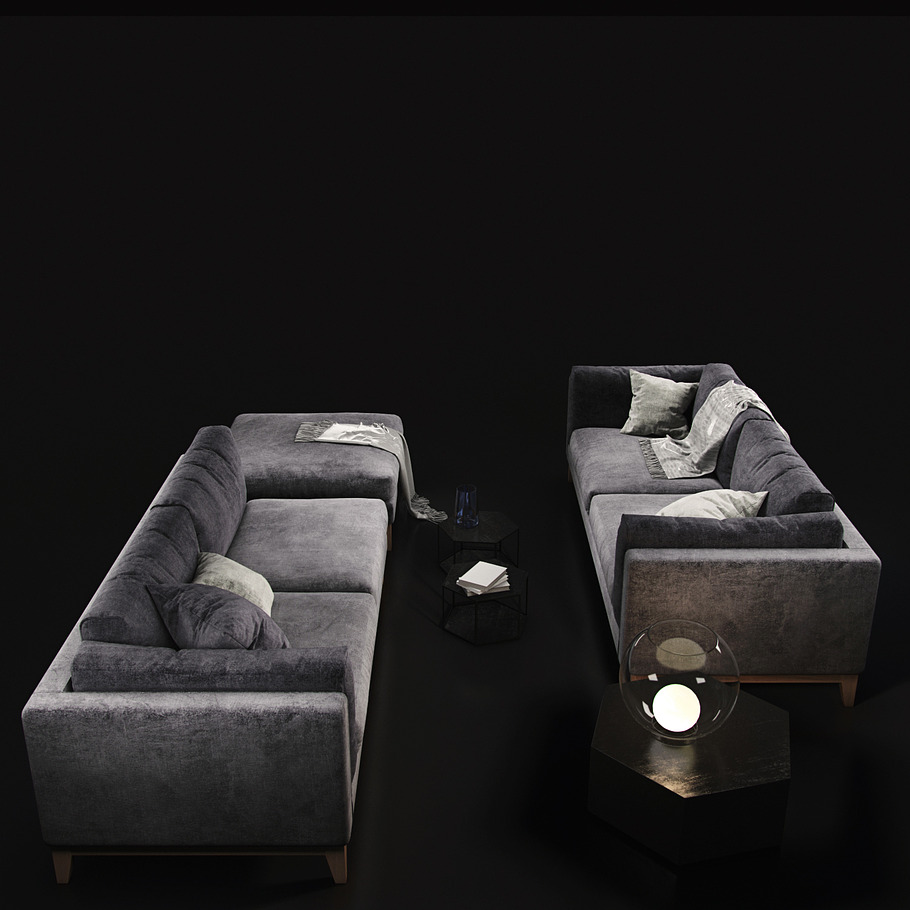 Sofa Cristal Sofa Club violet dark in 3D - product preview 3