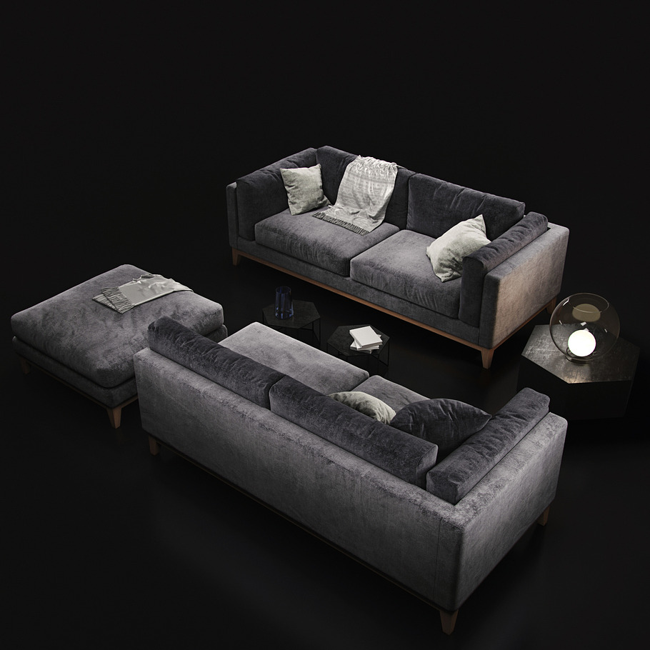 Sofa Cristal Sofa Club violet dark in 3D - product preview 4