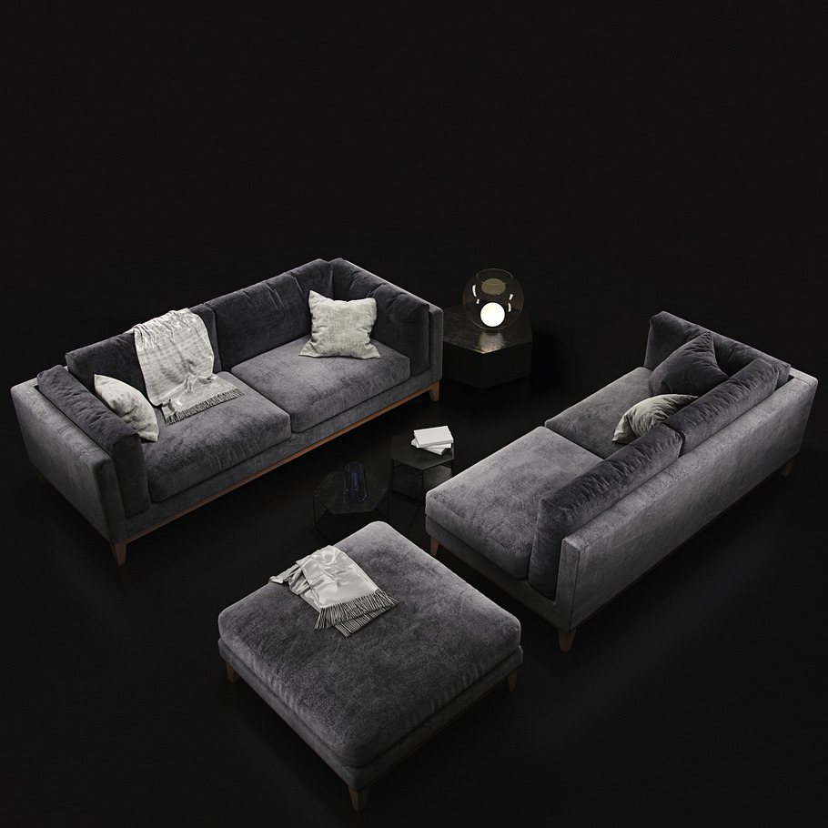 Sofa Cristal Sofa Club violet dark in 3D - product preview 5