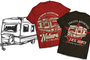 Camping T-shirts And Poster Labels