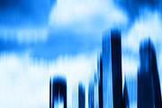 Blue motion blur skyscrapers abstract background