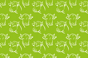Cow, green background 