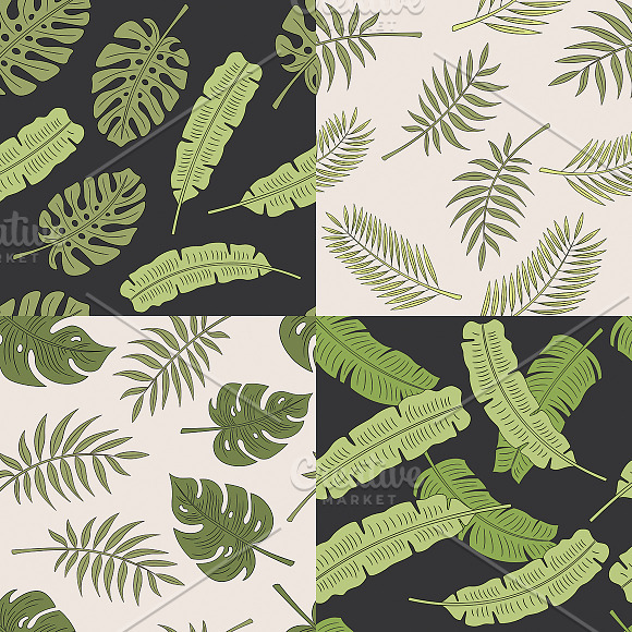 12 Seamless Tropical Leaves Patterns in Patterns - product preview 3