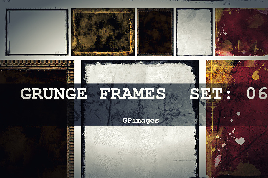 5 Grunge textured retro style frames in Textures - product preview 8