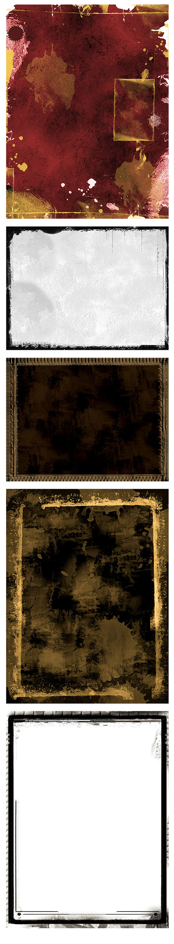 5 Grunge textured retro style frames in Textures - product preview 1