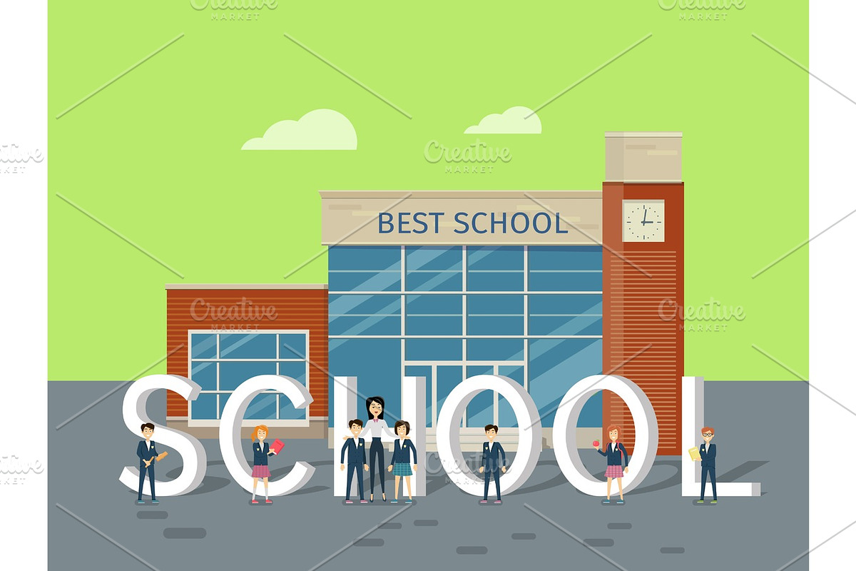 Best School Flat Style Vector Concept in Illustrations - product preview 8