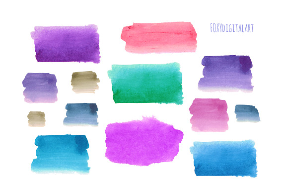 Watercolour Brush Strokes Clipart  in Illustrations - product preview 5