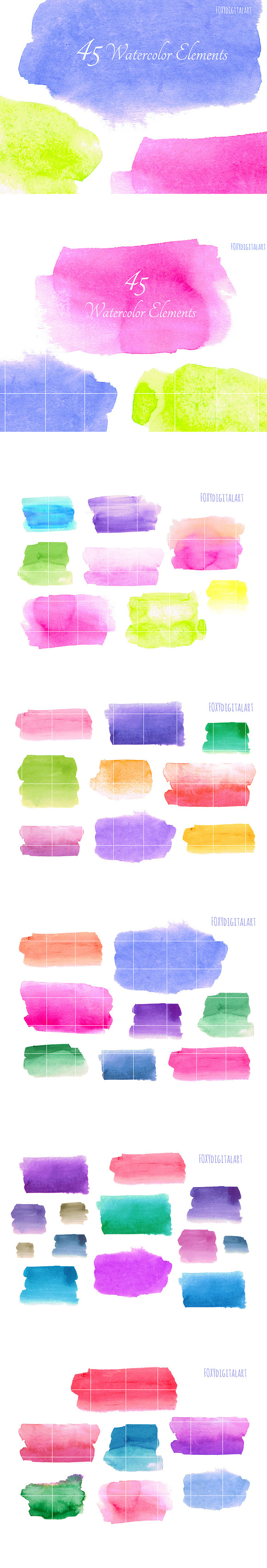 Watercolour Brush Strokes Clipart  in Illustrations - product preview 7
