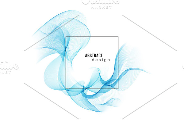 Blue abstract color wave. Vector smoke lines.