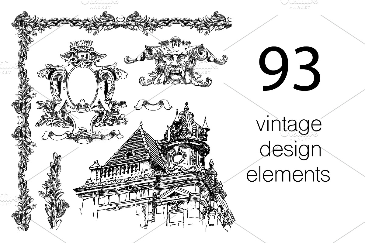 93 VINTAGE DESIGN ELEMENTS in Patterns - product preview 8