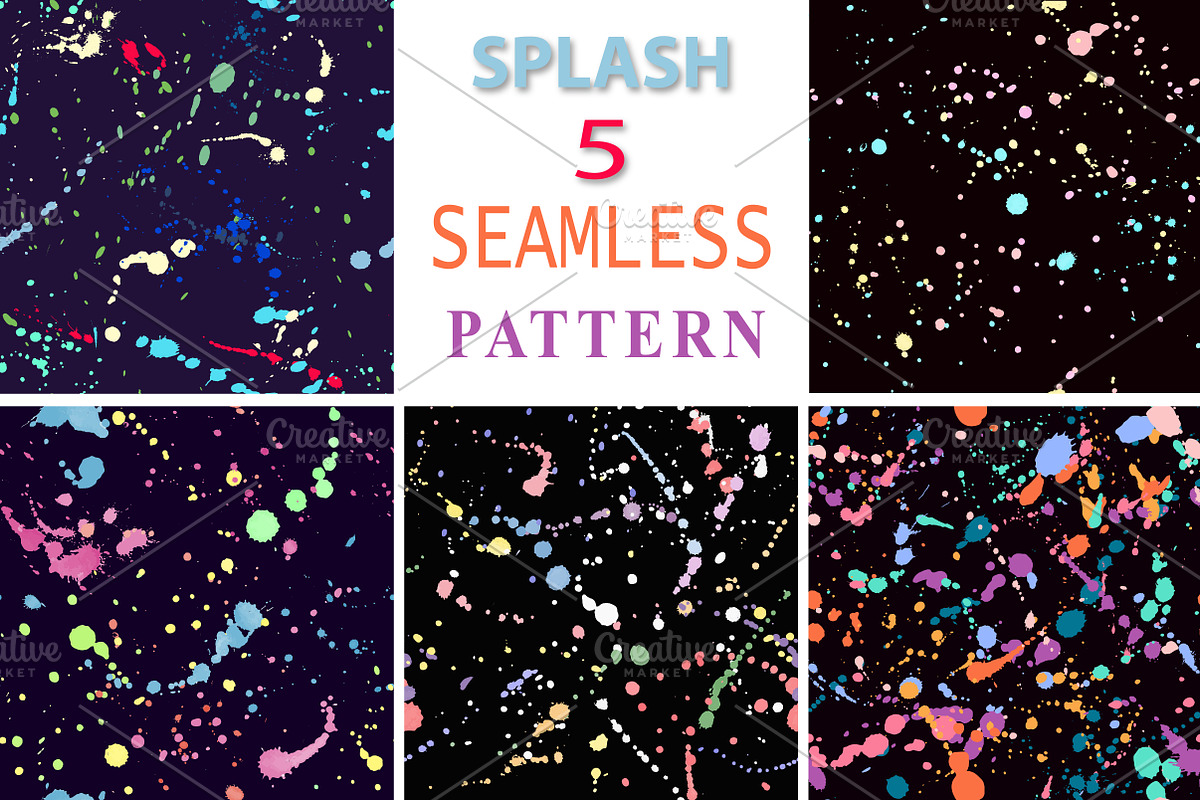 5 vector splatter seamless patterns in Patterns - product preview 8
