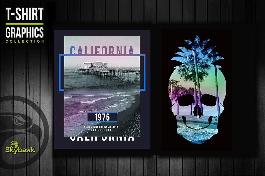 California & skull tee shirt graphic