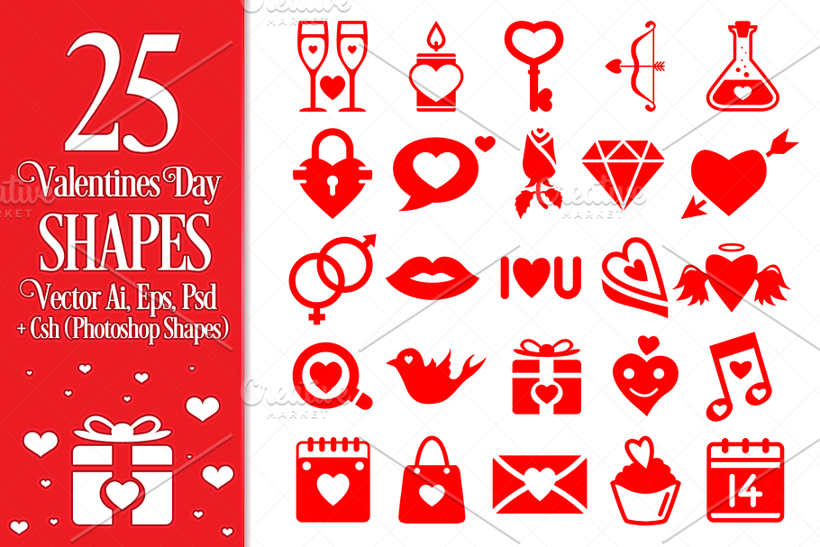 Valentines Day Vector Shapes in Photoshop Shapes - product preview 8