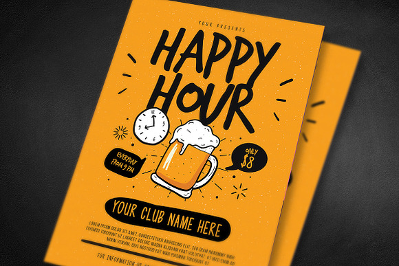 Happy Hour Beer Flyer in Flyer Templates - product preview 1