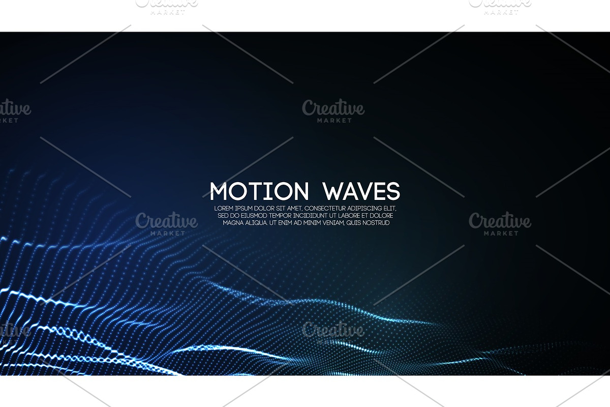 3D glowing abstract digital wave particles. Futuristic vector illustration. HUD element. Technology concept. Abstract background. in Illustrations - product preview 8