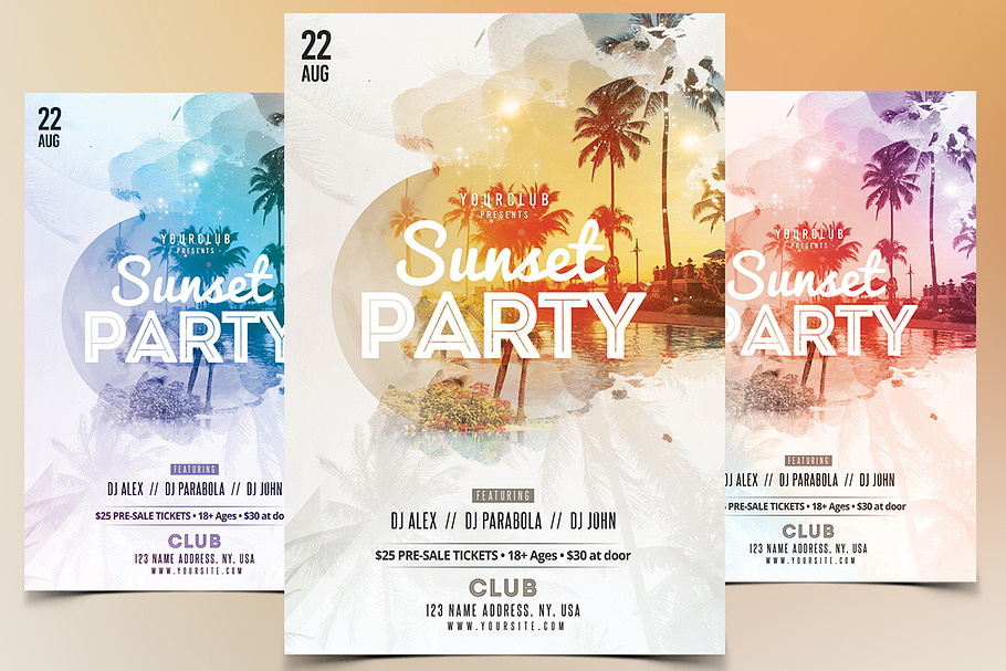 Sunset Party - PSD Flyer Template