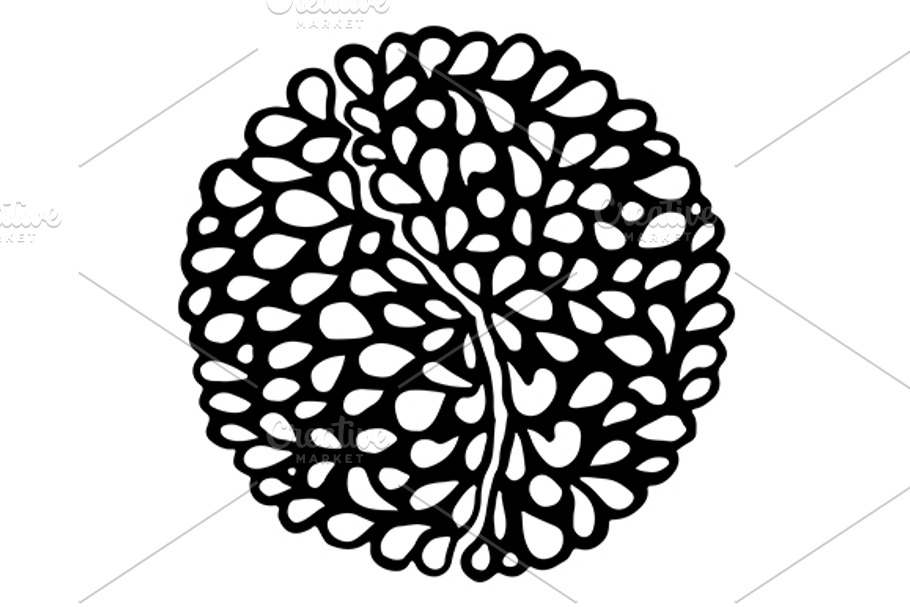 Doodle monochrome mandala art vector in Illustrations - product preview 8