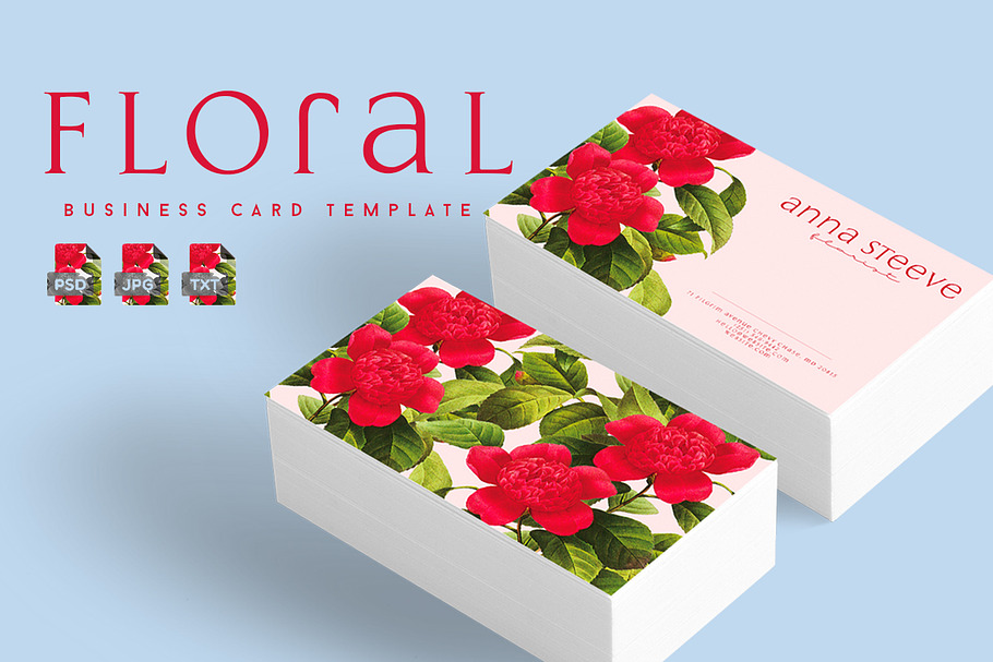 Floral Business Card | The Last Red in Business Card Templates - product preview 8